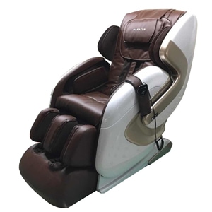 Fotoliu cu masaj Sirius - Premium Deluxe 3D - alb cu maro