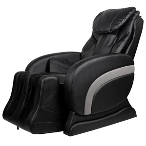 Fotoliu de masaj electric, rabatabil, din piele artificială, negru