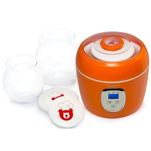 Iaurtiera-fermentator Oursson Fe0205D/OR, 2 vase de sticla, portocaliu