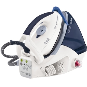 Statie de calcat Tefal Anti-Calc Express Compact GV7096, Talpa Ultragliss Diffusion, 2200W, 1.6 l, 5 bar, 100 g/min, 120 g/min, Alb/Albastru