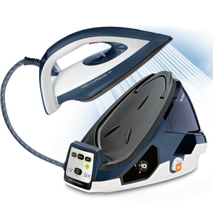 Statie de calcat Tefal GV9060E0 Pro Express Care, 2400W, 470g/min, 120g/min, Talpa Autoclean Durilium, 7 bari, 3 setari, Protect System, 1.6l, Alb/Albastru